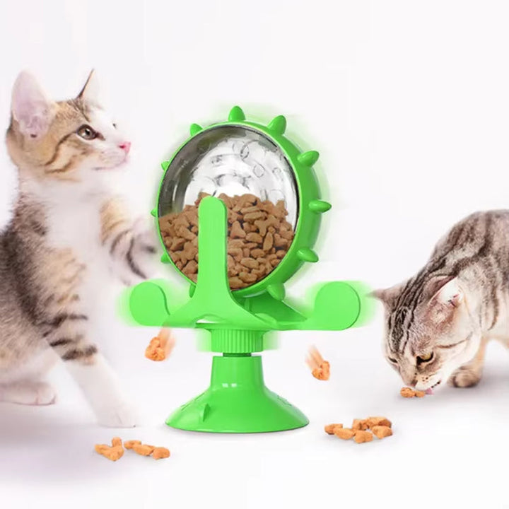 Dog Puzzle Toys Spin Interactive Cat Slow Feeder Windmill Treat Dispensing Dog Toys with Powerful Suction Cup Cat Dog Treat Toy