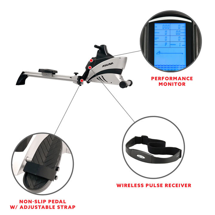 Full-Body Folding Cardio Rowing Machine w/ Heart Rate Monitor