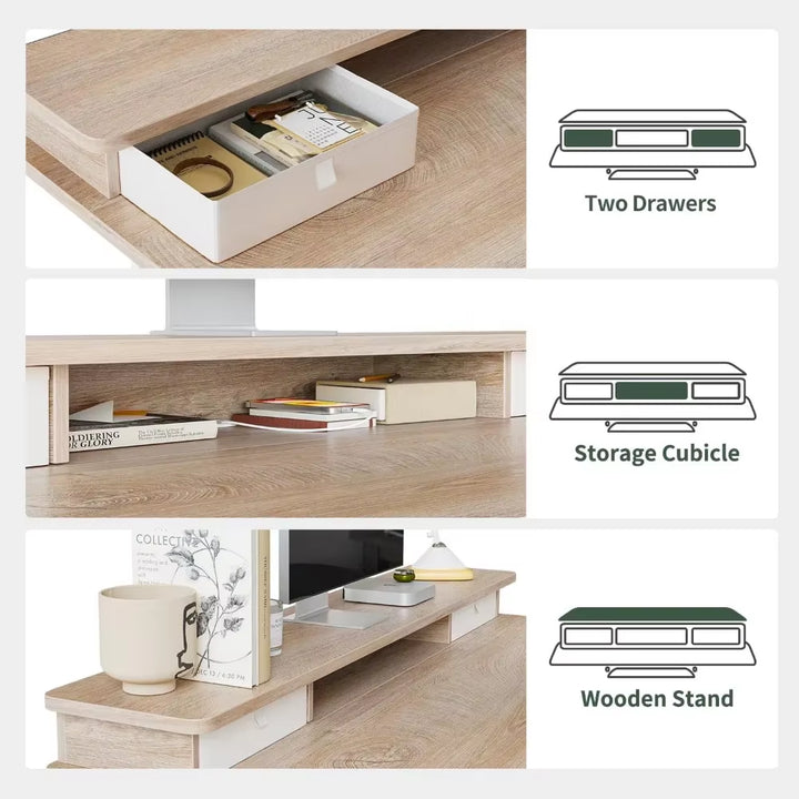 55” Electric Height Adjustable Standing Desk with Storage Shelf