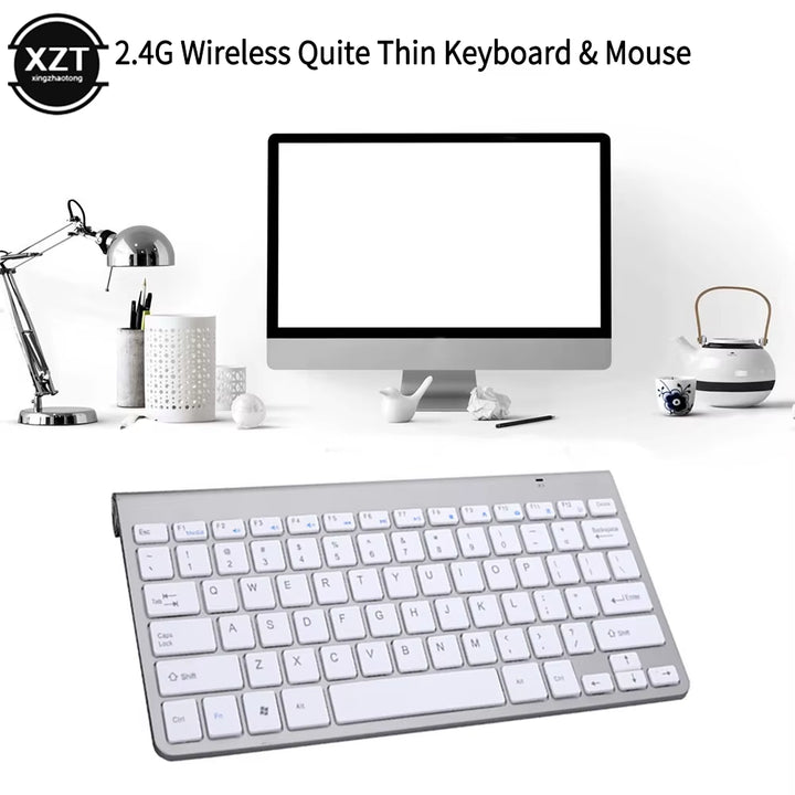 Wireless Keyboard Mouse Set 2.4G USB Mini Multimedia Keyboard Mouse Combo for Notebook Laptop Mac Desktop PC TV Office Supplies