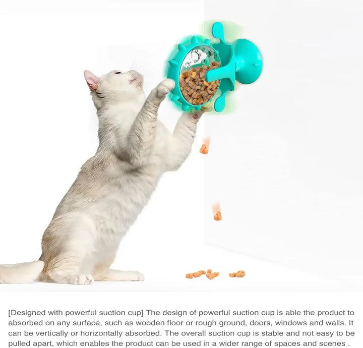 Dog Puzzle Toys Spin Interactive Cat Slow Feeder Windmill Treat Dispensing Dog Toys with Powerful Suction Cup Cat Dog Treat Toy