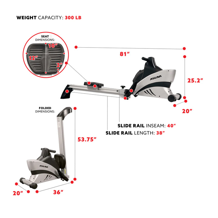 Full-Body Folding Cardio Rowing Machine w/ Heart Rate Monitor