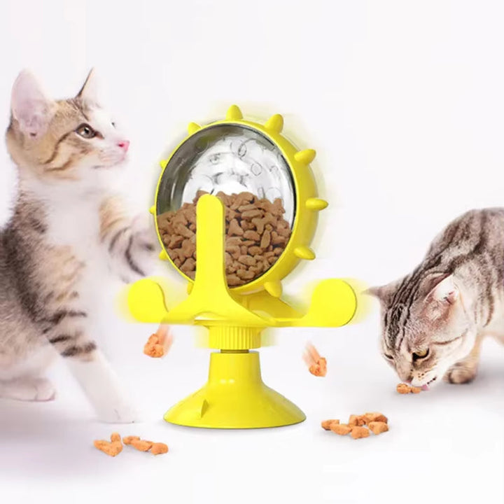 Dog Puzzle Toys Spin Interactive Cat Slow Feeder Windmill Treat Dispensing Dog Toys with Powerful Suction Cup Cat Dog Treat Toy